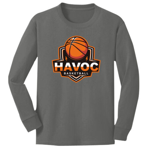 Havoc Basketball Design HB1 on a Port & Company® - Youth Long Sleeve Core Cotton Tee Thumbnail